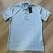 G/Fore G4 NWT Mens Small Polo Shirt Lt Blue White Stripe BAJA G4MS21K104 NWT 120