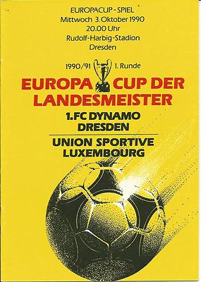 EC 1990/91 Dynamo Dresden   Union Luxembourg selten