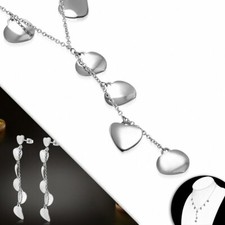 Necklace With Heart Pendant In Stainless Steel And Pair Of Earrings
