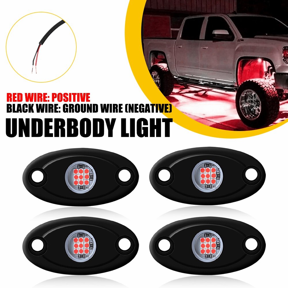 4pc LED Red GOLF CART KART NEON UNDERBODY UNDERGLOW LIGHT 12V WATERPROOF SET S