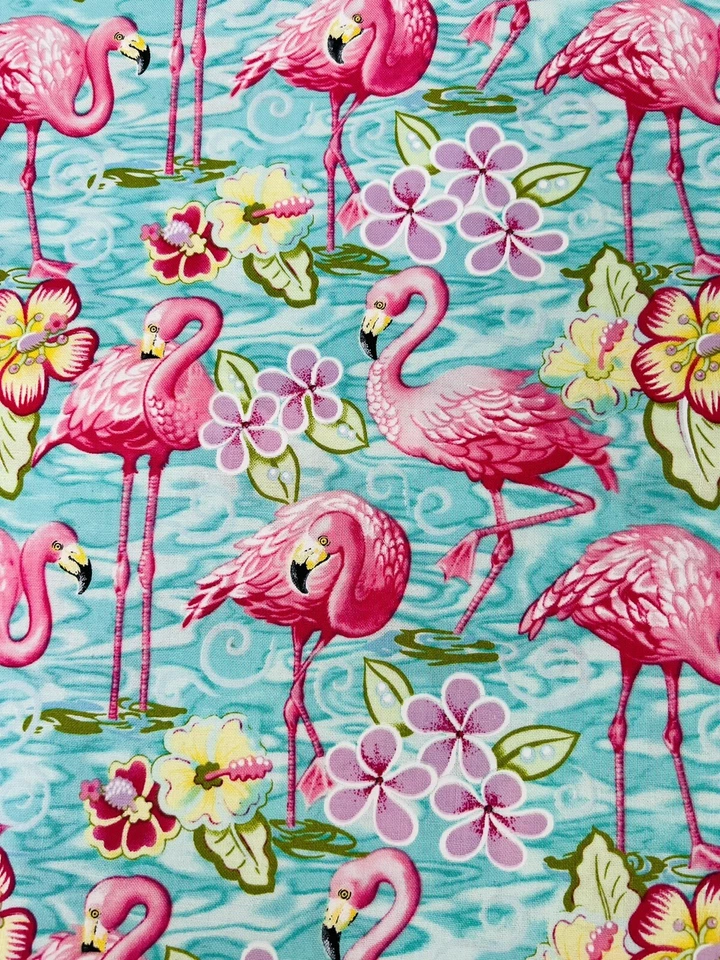 Flamingo with Flowers Quilting Fabric by Timeless Treasures - Bart C9468 - 3 yds - Image 2 of 4