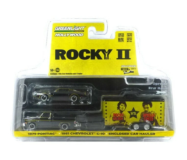 SET MODELLINI 1:64 ROCKY II PONTIAC FIREBIRD CHEVY C-10 DIECAST GREENLIGHT - Immagine 3 di 3
