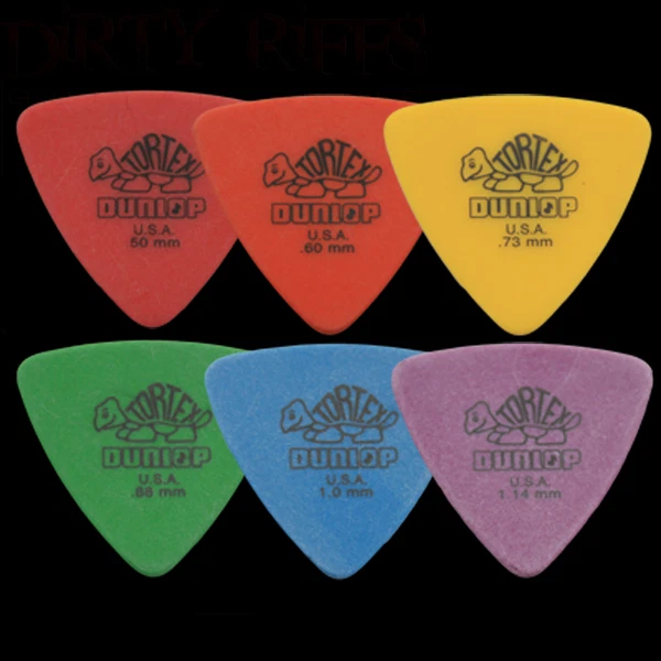6 x Dunlop Tortex Triangle Guitar Picks Plectrums - 1 Of Each Type