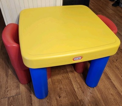 Little Tikes Tykes Vintage Table Chairs Drawers Kids GUC Red Blue