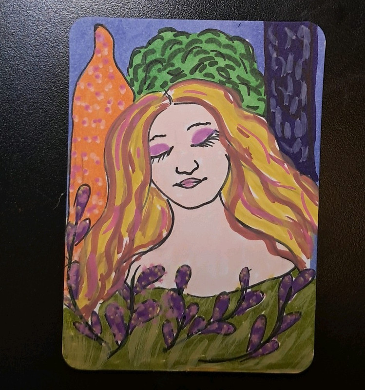 ACEO- Woman Portrait, "Somewhere In The Wildflowers " Crazies.Daisies