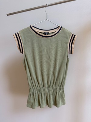 CHANEL RIBBED COTTON KNIT STRIPED TOP - CRUISE 2017 - SIZE 34 - ITALY RARE