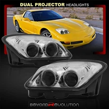 For 1997-2004 Corvette Clear Dual Projector Head Lights Assembly Headlamps Pair