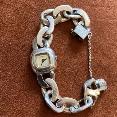 RARE OBREY Solid Silver Chain Link Bracelet watch quartz Paris fine silver 99.9%