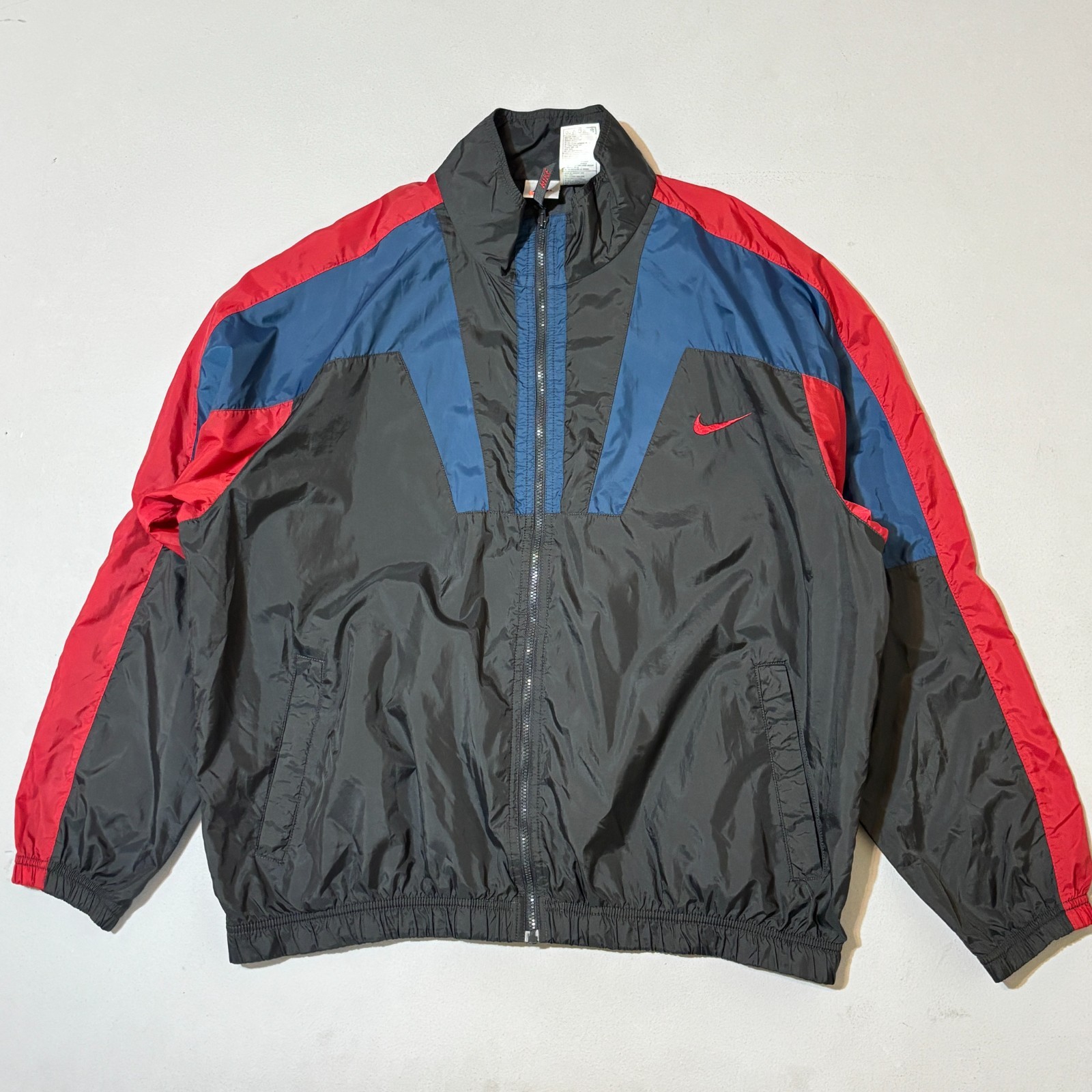 SACAI X NIKE Giacca a vento vintage Nike multicolore blu rosso nero swoosh antipioggia anni 90 XL