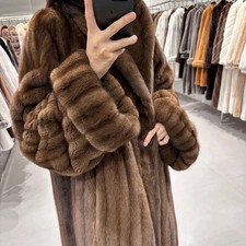 Giacca pelliccia visone invernale donna lusso nuova elegante pelle spessa lunghi cappotti caldi