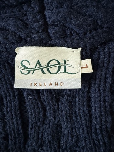 SAOL IRELAND 100% MERINO WOOL ASYMMETRICAL ZIP POCKETS SWEATER SIZE L - Picture 10 of 11