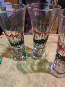 Vintage 1989 Budweiser Clydesdale Pilsner Beer Glass Christmas 7 in. Set Of 4