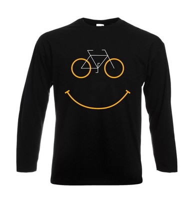 Bicycle Smile Graphic Bike Bliss Funny Novelty Men's Long Sleeve Tshirt Top Tee