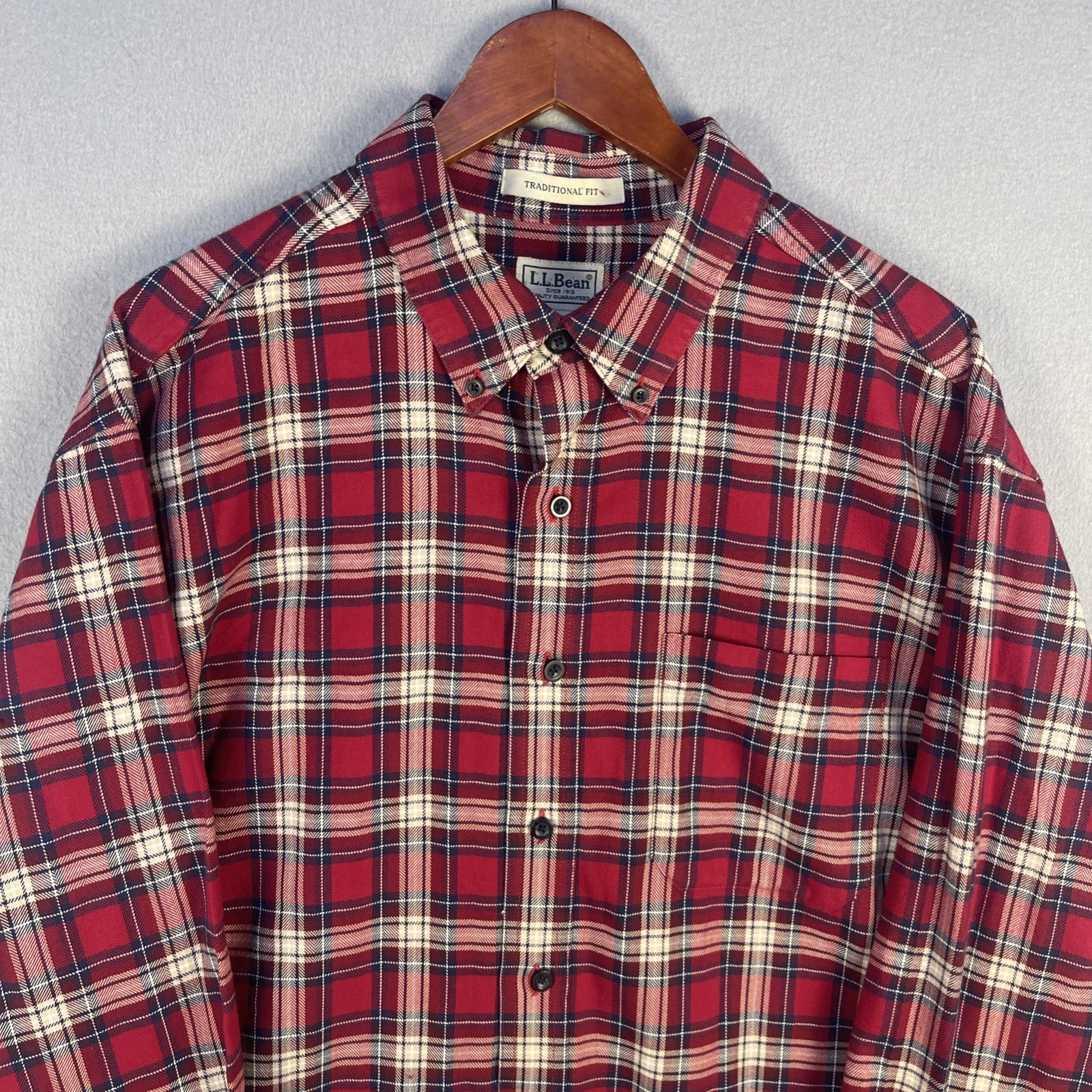 LL Bean Flannel Shirt Mens XLT Red Plaid Long Sleeve Cotton Pocket Outdoor
Opens in a new window or