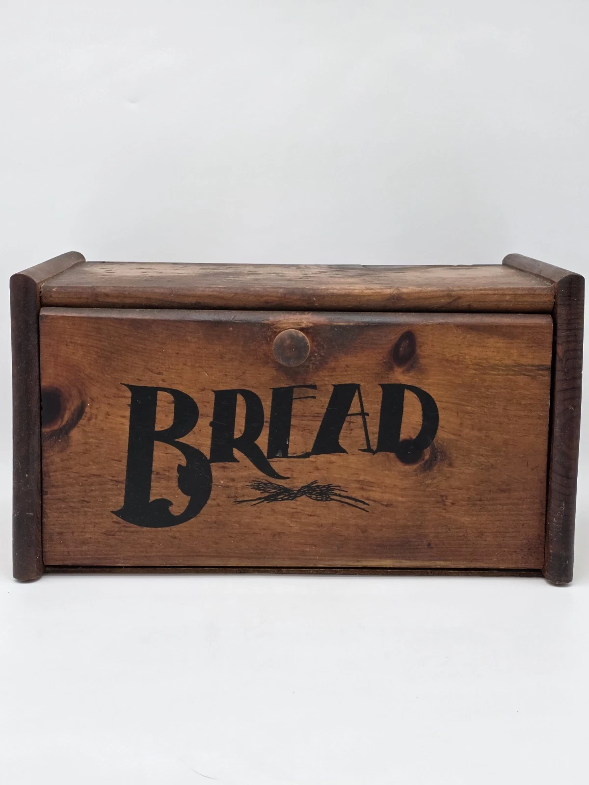 Vtg WOOD BREAD BOX Wheat Cottage Core Farmhouse Pantry Bakery 15x8x8 Grannycore