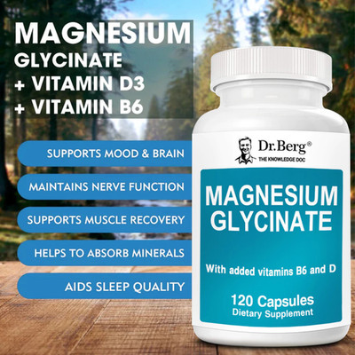 Dr. Berg's Magnesium Glycinate 400mg 2 Bottles (240 Caps Total) Plant-Based
