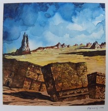 Luigi Regianini (Milano 1930-2013) Il deserto dipinto cm 14x14 anno 1973