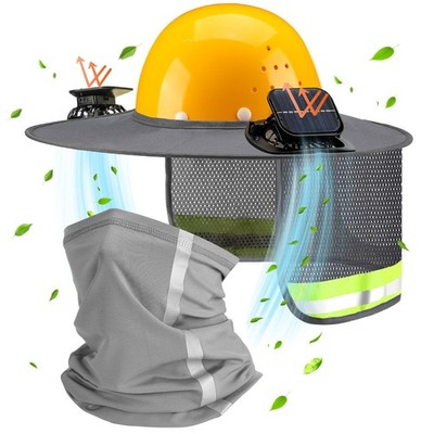 2 Pcs Sun Hard Hat Neck Shield Shade Full Brim Hard Hat with Solar Fan Hardha...