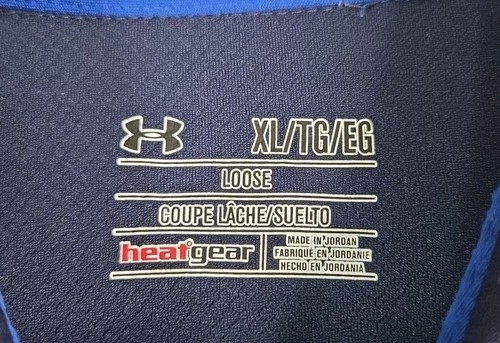 Under Armour Golf Polo Shirt Men's XL Blue Loose 3 Button Heatgear SS - Picture 3 of 5
