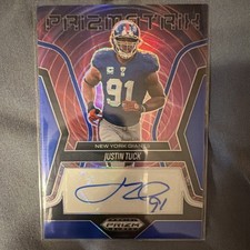 2025 Panini Prizm Black Prizmatrix Signatures Justin Tuck Giants Auto #PS-JTK#49