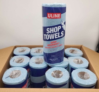 Shop Towels 55 Sheets Pack of 12 Rolls Cleaning Wipes Uline S-18119