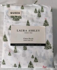 Laura Ashley Queen Sheet Set Floral 4pc 4 Piece 100 Cotton Percale Christmas