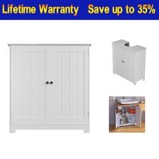 Bathroom Pedestal Under Sink Cabinet with Adjustable Storage Shelf, 2 Doors