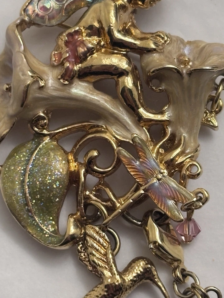 KIRKS FOLLY Signed Goldtone & Enamel Brooch Pin "MOONFLOWER FAIRY" - Image 4 of 4