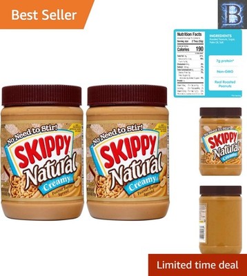 Natural Creamy Peanut Butter by Skippy, 53 oz (2 Pack) - Energy and Flavor Boost