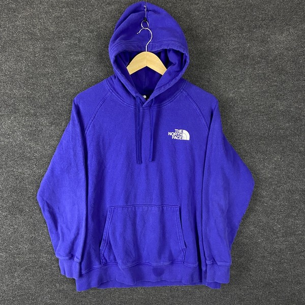 The North Face Womens Hoodie Size L Blue Graphic Long Sleeve Activewear Pockets
