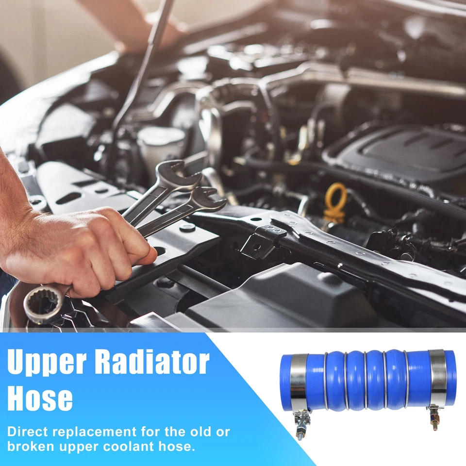 Pack (1) Upper Radiator Hose W/Clamps for Kenworth for Peterbilt Rubber Blue - Image 3 of 4