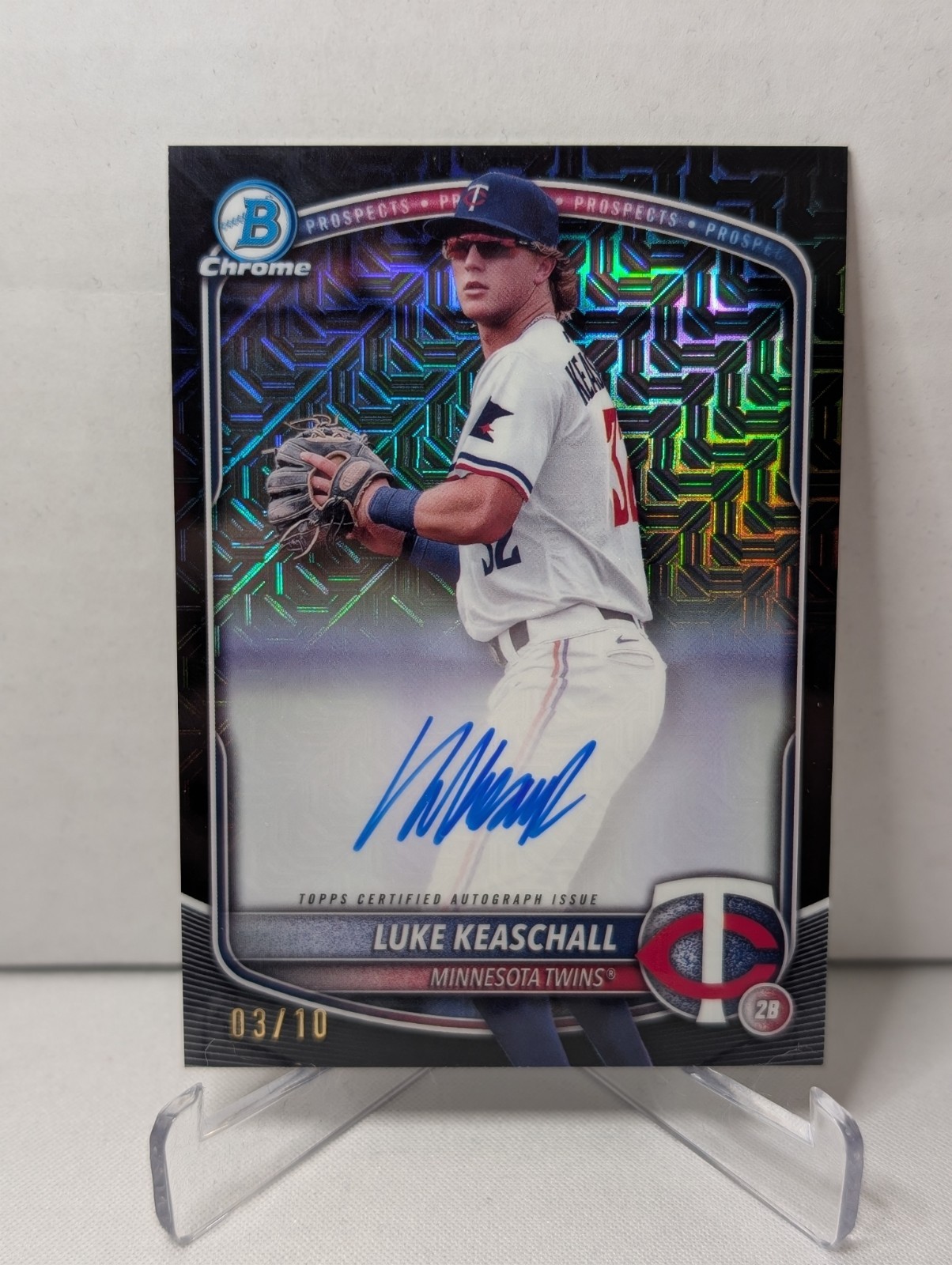 2025 Bowman Chrome Luke Keaschall #BMA-LK (RC) Auto Black Mojo /10