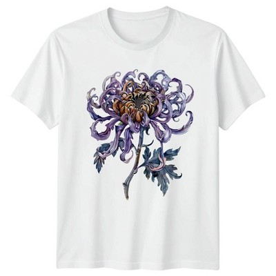 Aquarell Botanische Chrysantheme Blüte Damen T-Shirt Botanische Illustration