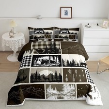 Bear Comforter Set Queen Size Deer Hunting Bedding Set for Kids Boys Girls We...