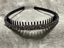 Black Silver  Gold Glitter Beaded Embellished Women Teen Hairband Accessory
