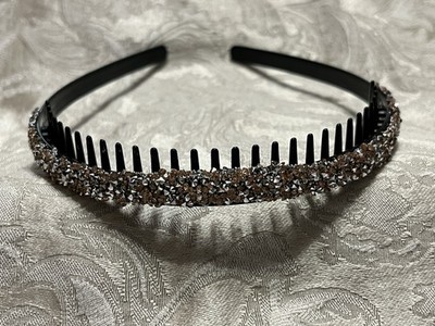 Black  Silver & Gold Glitter Beaded Embellished Women Teen Hairband Accessory