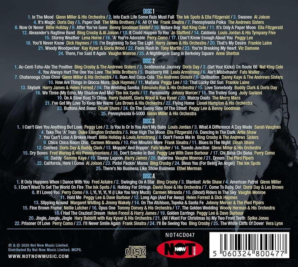 100 Top Hits Of The 40s 4-CD NEW SEALED 2025 Glenn Miller/Vaughn Monroe+ - Image 2 of 4