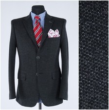 Mens Vintage Blazer 36R UK Size WAM CLASSIC Dark Grey Wool Sport Coat Jacket