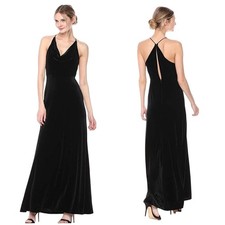 Jenny Yoo Collection NWT Black Velvet Sullivan Dress Maxi Bridesmaid Gown 4