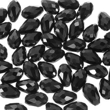 8mm Faceted Glass Beads, 100 Pcs Black Bicone Birthstone Bead
