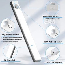 3pcs LED Motion Sensor - Dimmable Cabinet Lights, USB Rechargeable