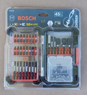 BOSCH 45 pc Impact Bit Set TORX Square Phillips Flat Hex T25 Driver Case T15 T20