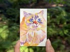 ACEO Original Watercolor Painting Cat, Persian cat, By Holly Heath — photo 2