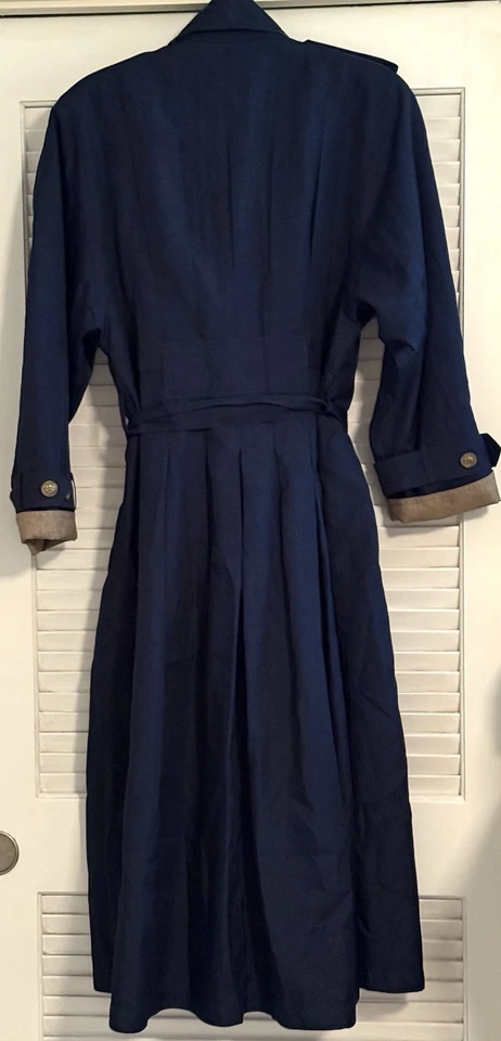 Vintage J.Gallery Woman's Size 6 Navy Rain/Trench Coat Double Breasted-ZZZ - Image 2 of 4