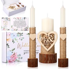 Wedding Ceremony Gift Set with Rustic Unity Candles Mr and Mrs Wedding 1 6.3"...