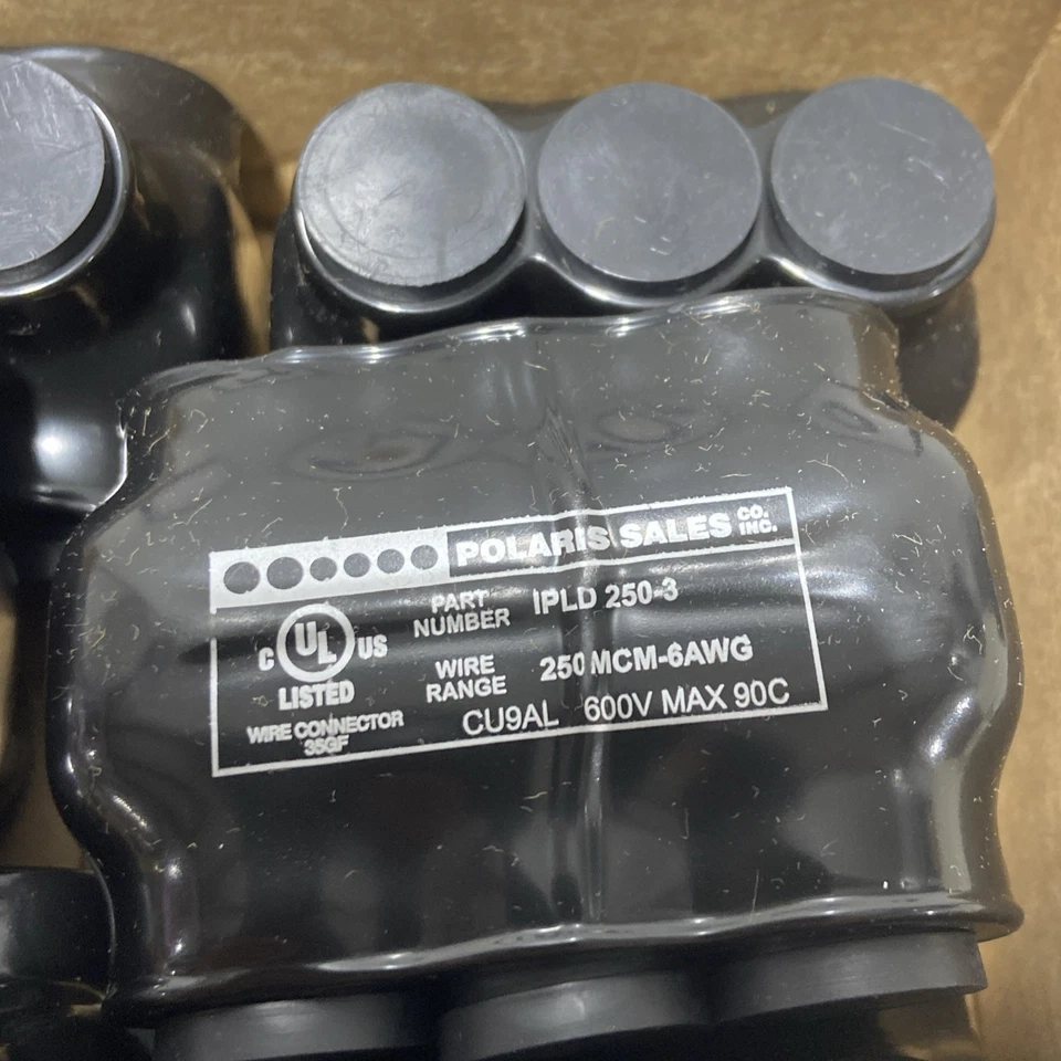 *NEW* Box of 6 Polaris IPLD250-3 Black Wire Connectors 35GF 250 MCM - 6 AWG - Image 4 of 4