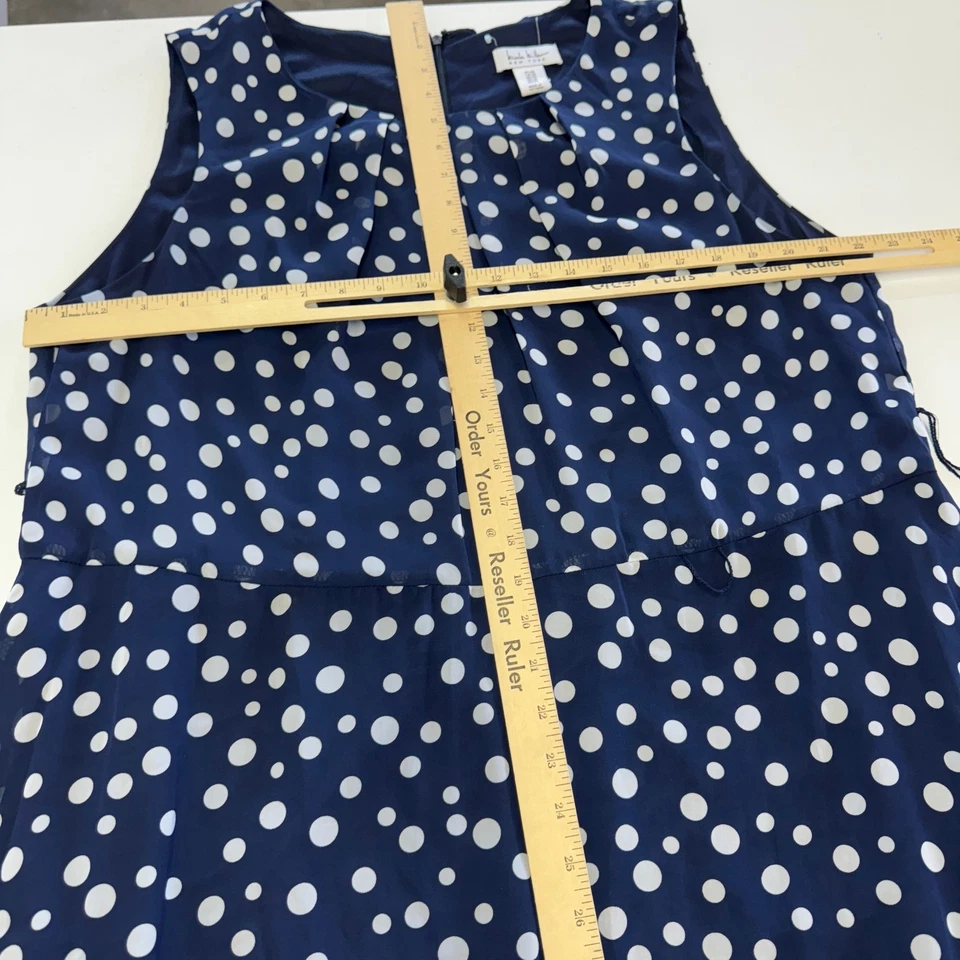 Nicole Miller Dress Women Size 20 Plus Size Navy White Polka Dot Sleeveless Maxi - Image 4 of 4