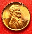 1949-P Lincoln Wheat Cent Penny GEM RED BU From an Original Bank Roll