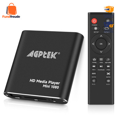 AGPTEK Mini 1080P Full HD Mediaplayer mit Fernbedienung HDMI AV Aus