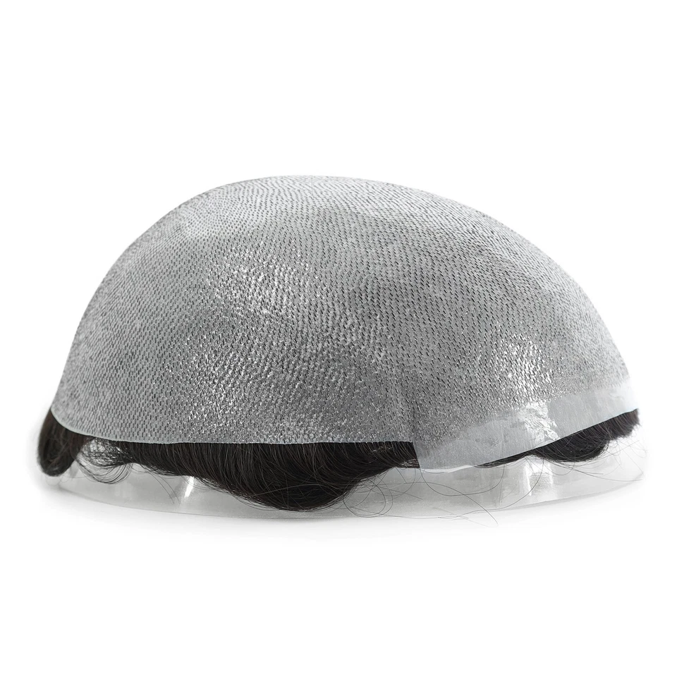 Sistema de substituição de cabelo humano masculino Toupee 0,06 mm peça de cabelo orgânica 100% denisty - Imagem 3 de 4